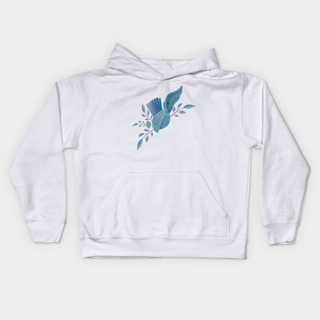 Cyan Bird Kids Hoodie by Blanquiurris